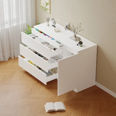 NicBex Modern 3-Drawer White Bedroom Dressers With Hidden Cabinet,Chest Of Drawers For Bedroom,Entryway,Wooden Dresser Chest 5 NicBex Modern 3-Drawer White Bedroom Dressers With Hidden Cabinet,Chest Of Drawers For Bedroom,Entryway,Wooden Dresser Chest - Image 3