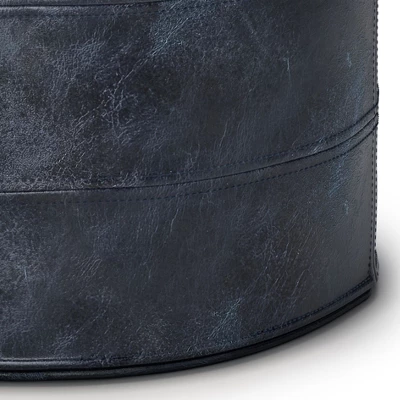 NicBex 18" Round Pouf Ottoman Soft Footstool For Lounge Area, Bedroom, Distressed Navy Blue 5 NicBex 18" Round Pouf Ottoman Soft Footstool For Lounge Area, Bedroom, Distressed Navy Blue - Image 3