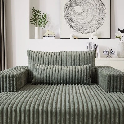 NicBex Couches For Living Room 75"W Corduroy Sponge Sofa Lounge Chair Fluffy Modern Sleeper Chair With 2 Throw Pillows, No Assembly Required 5 NicBex Couches For Living Room 75"W Corduroy Sponge Sofa Lounge Chair Fluffy Modern Sleeper Chair With 2 Throw Pillows, No Assembly Required - Image 3