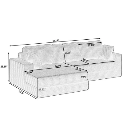 NicBex Couches For Living Room L Shape Modular Sectional Sofa Left Sofa Seat Corduroy Upholstered Compressed Sofa Couch Unfold Into A Bed 5 NicBex Couches For Living Room L Shape Modular Sectional Sofa Left Sofa Seat Corduroy Upholstered Compressed Sofa Couch Unfold Into A Bed - Image 3