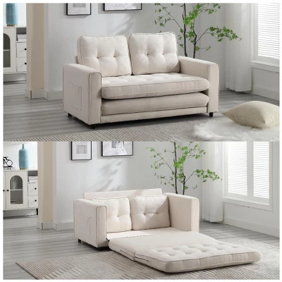 NicBex 55 Inch Velvet Sectional Sofa Bed Luxury Foldable Sleeper Sofabed Modern Convertible Design Living Room Statement Piece 4 NicBex 55 Inch Velvet Sectional Sofa Bed Luxury Foldable Sleeper Sofabed Modern Convertible Design Living Room Statement Piece - Image 2