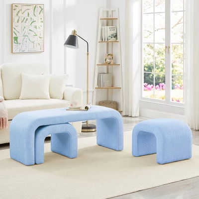 NicBex Set Of 3 U-Shaped Pouf Ottoman Benches, Modular Seating For Entryway, Bedroom End Of Bed, Teddy Fabric Footrest Stool 12 NicBex Set Of 3 U-Shaped Pouf Ottoman Benches, Modular Seating For Entryway, Bedroom End Of Bed, Teddy Fabric Footrest Stool - Image 10