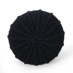 NicBex Knitted Cotton Round Pouf Comfortable And Durable Accent Furniture Ideal For Relaxing And Additional Seating, Dark Blue 9 NicBex Knitted Cotton Round Pouf Comfortable And Durable Accent Furniture Ideal For Relaxing And Additional Seating, Dark Blue -Nicbex GUEST f40186a0 0245 41d5 8988 4546f1278c33