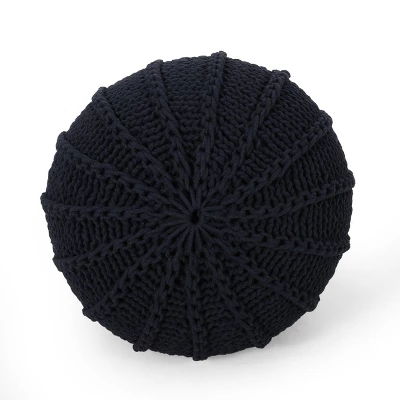 NicBex Knitted Cotton Round Pouf Comfortable And Durable Accent Furniture Ideal For Relaxing And Additional Seating, Dark Blue 6 NicBex Knitted Cotton Round Pouf Comfortable And Durable Accent Furniture Ideal For Relaxing And Additional Seating, Dark Blue - Image 4