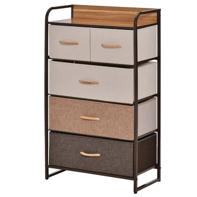 NicBex 5 Drawers Dresser For Bedroom,Fabric Dresser With Wooden Platform,Dressers For Kids Room,Living Room,Entry And Hallway,Brown 7 NicBex 5 Drawers Dresser For Bedroom,Fabric Dresser With Wooden Platform,Dressers For Kids Room,Living Room,Entry And Hallway,Brown - Image 5
