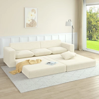 NicBex Couches For Living Room L Shape Modular Sectional Sofa Left Sofa Seat Corduroy Upholstered Compressed Sofa Couch Unfold Into A Bed 4 NicBex Couches For Living Room L Shape Modular Sectional Sofa Left Sofa Seat Corduroy Upholstered Compressed Sofa Couch Unfold Into A Bed - Image 2