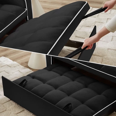 NicBex Modern Velvet Adjustable Pull-Out Sofa Bed With Side Pockets & Swivel Phone Stand,Comfy Sleeper Sofa For Living Room,Apartment 5 NicBex Modern Velvet Adjustable Pull-Out Sofa Bed With Side Pockets & Swivel Phone Stand,Comfy Sleeper Sofa For Living Room,Apartment - Image 3