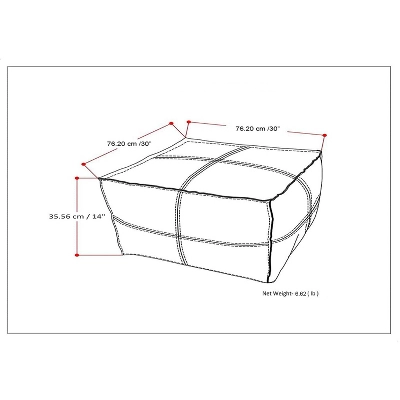 NicBex Large Square Coffee Table Pouf Ottoman Footstool For Living Room, Bedroom, Distressed Brown 5 NicBex Large Square Coffee Table Pouf Ottoman Footstool For Living Room, Bedroom, Distressed Brown - Image 3