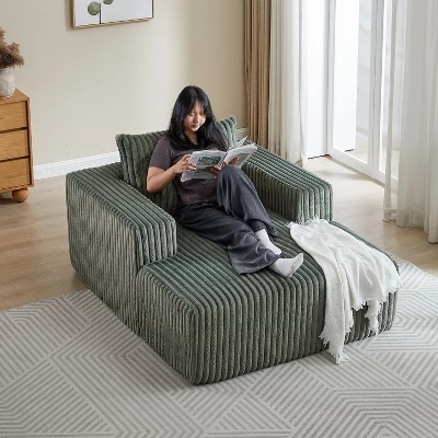 NicBex Modern Indoor Corduroy Sponge Single Sofa With Back Cushion & Pillow,Fluffy Sleeper Chair For Living Room,Bedroom 3 NicBex Modern Indoor Corduroy Sponge Single Sofa With Back Cushion & Pillow,Fluffy Sleeper Chair For Living Room,Bedroom