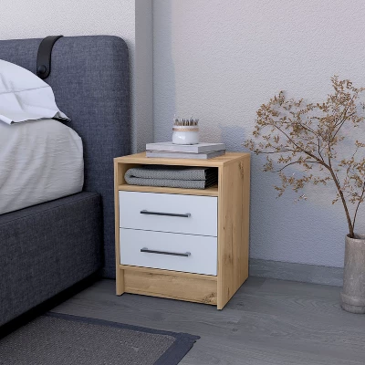 NicBex Modern Night Stand With 2 Drawers,Wooden Nightstand With Concealed Shelf,Bedside Table For Bedroom Furniture 10 NicBex Modern Night Stand With 2 Drawers,Wooden Nightstand With Concealed Shelf,Bedside Table For Bedroom Furniture - Image 8