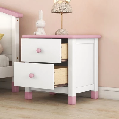 NicBex Wood Nightstand With Drawers,End Table With Dual Storage,Charming Bedside Table For Kids,Night Stand For Bedroom,Living Room 7 NicBex Wood Nightstand With Drawers,End Table With Dual Storage,Charming Bedside Table For Kids,Night Stand For Bedroom,Living Room - Image 5