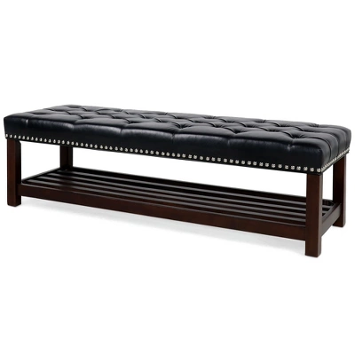 NicBex Pouf Armless Ottoman Bench, Tufted Upholstered Bench With Nailhead Trim And Shelf For Living Room, Entryway And Bedroom 5 NicBex Pouf Armless Ottoman Bench, Tufted Upholstered Bench With Nailhead Trim And Shelf For Living Room, Entryway And Bedroom - Image 3