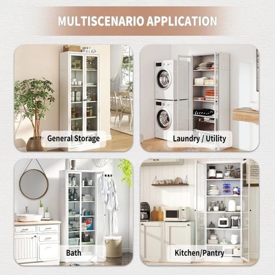 NicBex Modern Freestanding Kitchen Pantry Cabinet, Adjustable Storage With 4 Shelves, Heavy Duty Metal Cupboard For Dining/Living Room 7 NicBex Modern Freestanding Kitchen Pantry Cabinet, Adjustable Storage With 4 Shelves, Heavy Duty Metal Cupboard For Dining/Living Room - Image 5