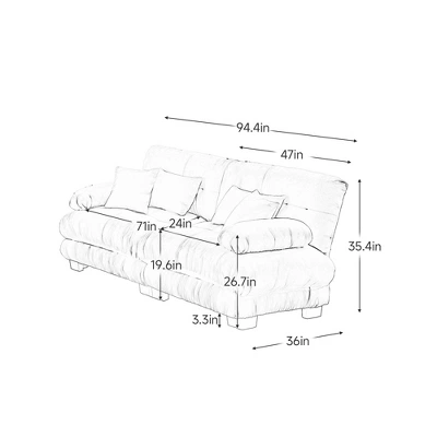 NicBex Couches For Living Room 2-Seater Sofa Cloud Couch Comfort Chenille Upholstered Sofa 2 Lumbar Pillows And 2 Throw Pillows For Bedroom 5 NicBex Couches For Living Room 2-Seater Sofa Cloud Couch Comfort Chenille Upholstered Sofa 2 Lumbar Pillows And 2 Throw Pillows For Bedroom - Image 3