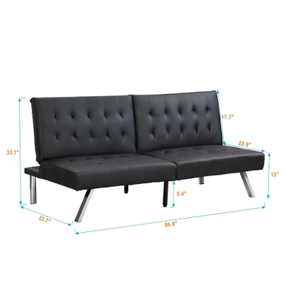 NicBex 66.9 Inch Fabric Convertible Folding Futon Sofa Bed With Stainless Legs For Living Room,Office,Apartment,Bedroom 4 NicBex 66.9 Inch Fabric Convertible Folding Futon Sofa Bed With Stainless Legs For Living Room,Office,Apartment,Bedroom - Image 2