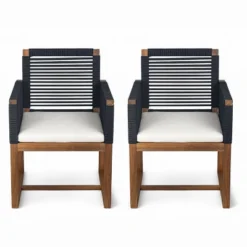 NicBex Polyester Patio Dining Chairs Set Of 2,Outdoor Chairs With Rope Design Back And Arms,Kitchen Chairs For Dining Room,Backyard -Nicbex GUEST ff1d012f 3ef5 4378 8167 487236dc4d58