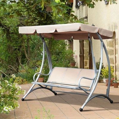 NicBex 3-Seat Outdoor Porch Swing Chair With Adjustable Canopy And Breathable Seat For Patio Bedroom Porch Garden 3 NicBex 3-Seat Outdoor Porch Swing Chair With Adjustable Canopy And Breathable Seat For Patio Bedroom Porch Garden