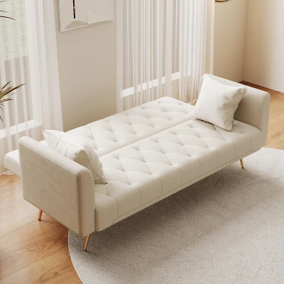 NicBex 71 Inch Velvet Convertible Love Seat Sofa Retro Style Upholstered Sofa Couch For Small Living Room,Bedroom 4 NicBex 71 Inch Velvet Convertible Love Seat Sofa Retro Style Upholstered Sofa Couch For Small Living Room,Bedroom - Image 2